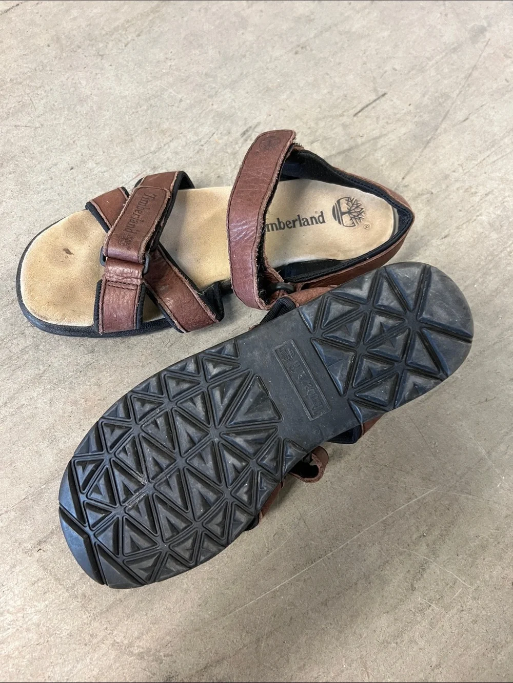 RARE Timberland Brown Leather Men's Adjustable Strap Sandals
